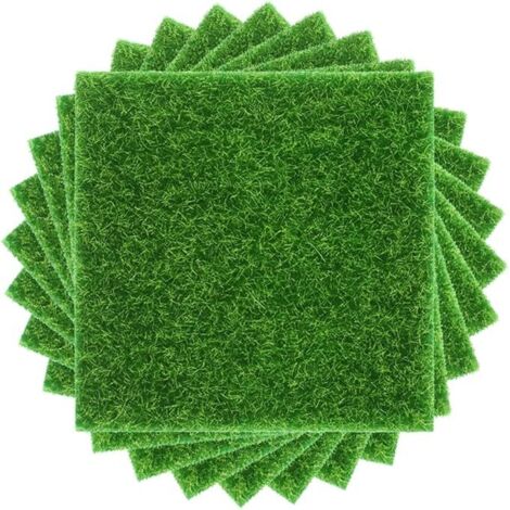 8 Stück Künstliche Rasen Miniatur Garten Verzierung DIY Mikro Landschaft Dekoration Pflanze Rasen 15x15cm