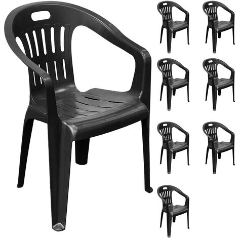 8 Stück Kunststoff Stapelstuhl Mojawo PINONA Anthrazit-MPIO120AN-8