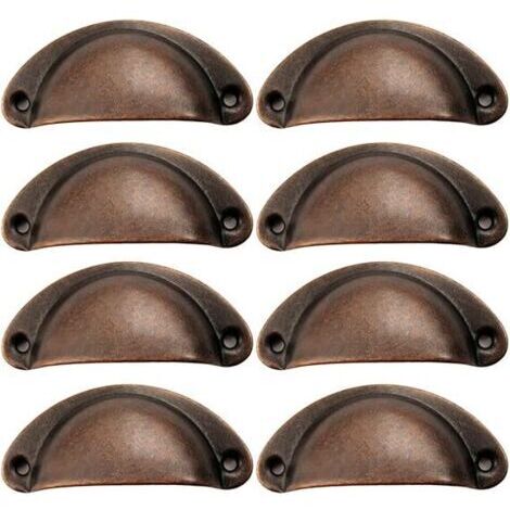 8 Stück Muschelgriff, Retro Muschelgriff, Schubladengriff, Möbelgriff, für Kleiderschränke, Schrank, Schubladen (Antikrot)