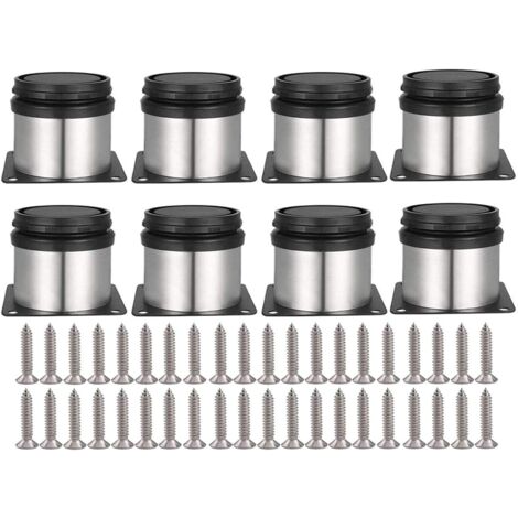 8 Stück verstellbare Möbelbeine, Schrauben im Lieferumfang enthalten, runde Metall-Edelstahl-Schrankbeine, Tischfüße, Schrankfuß, höhenverstellbar, für Sofa, Tisch, Schränke, Regale, 50 mm
