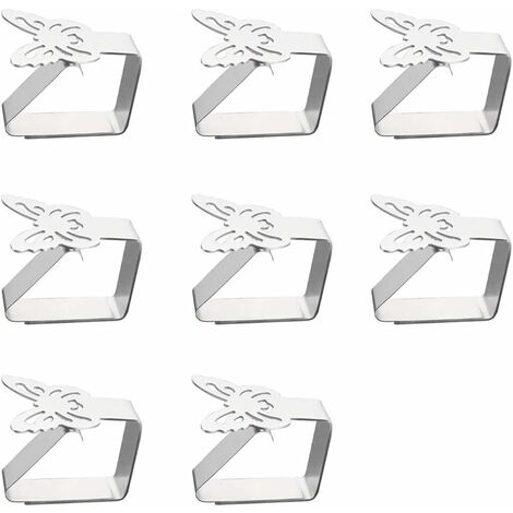 8 Support de Pince de Clip de Accroche Nappe en Acier Inoxydable Papillon Couverture de Table Clip Support de Nappe l'épaisseur de la Table ne Dépasse Pas 3 cm Utilisé pour Le Jardin Extérieur(6.25cm)