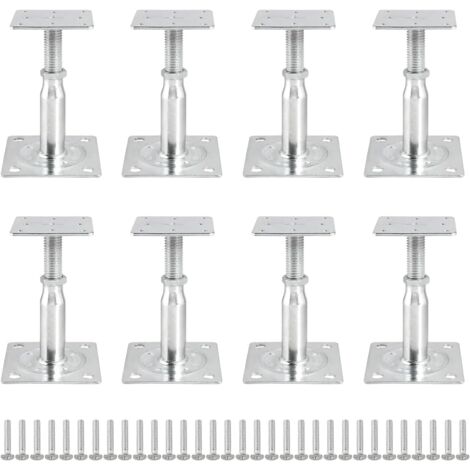8 Supports De Poteau Réglables, Acier Galvanisé, Hauteur 100-150mm, Pour Clôture, Pergola, Abri