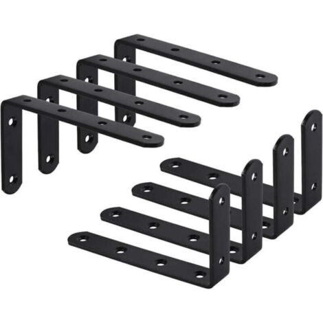 8 supports de support mural, Paquet de support en forme de L, support fixe, meuble suspendu, 125x75x3mm