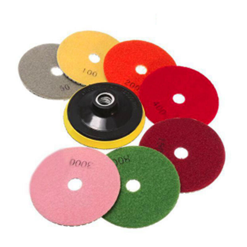8 tampons de polissage, tampons de polissage diamant de 4 pouces, tampons de polissage pour granit sec, Kit de disques de polissage pour marbre et