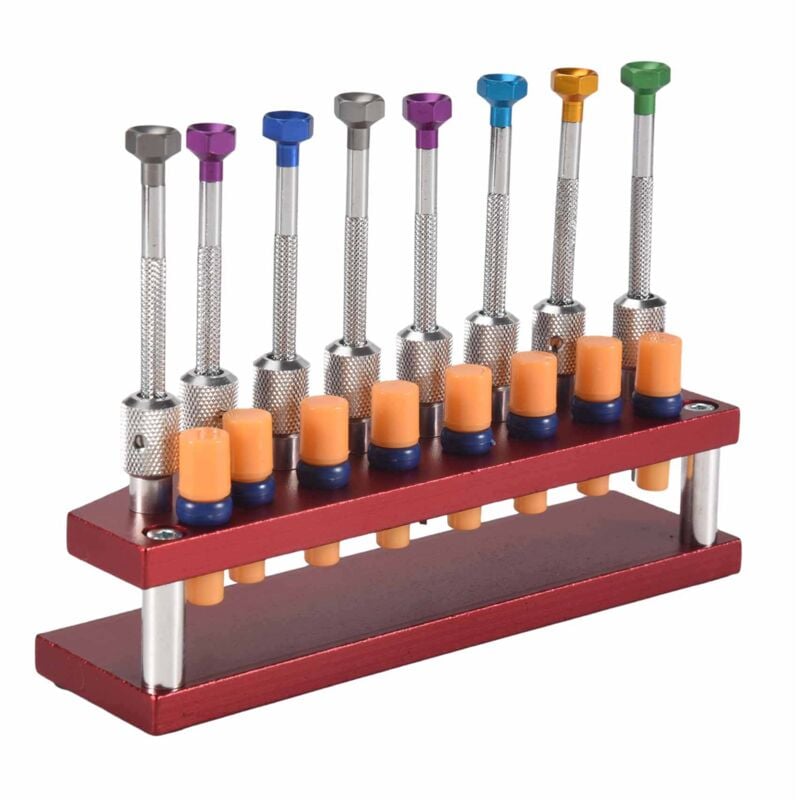 Image of Tlily - 8 Teilige Uhrenschraubendreher mit Metall StäNder Werkzeug für die Uhrenreparatur Set