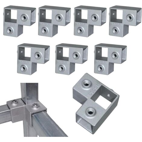 8-teiliger, 25 x 25 mm, vierseitiger, dreidimensionaler Vierkantrohrverbinder aus Aluminiumlegierung, L-förmig, Vierkantrohr-Führungsschienenverbindung