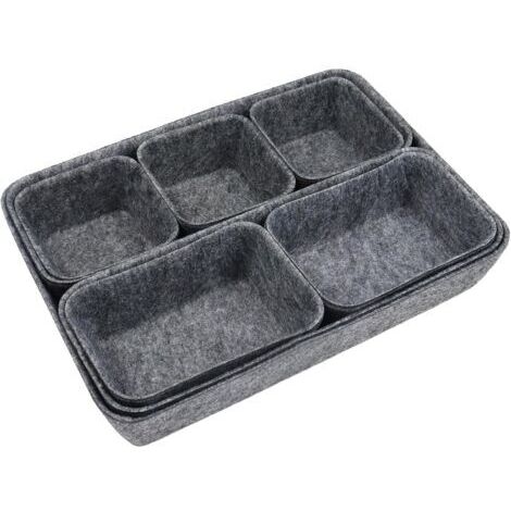 8-teiliger Schubladenorganizer (dunkelgrau), Filzeinsätze, für Badezimmer, Schminktisch, Büro