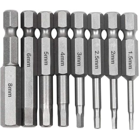 8-teiliger Sechskantschaft-Schraubendreher, 1/4-Zoll-Sechskantschaft-Schraubendreher, lange magnetische Schraubendreher-Bits aus S2-Stahl mit 8 verschiedenen Größen für Elektroschrauber, manuelle Schr