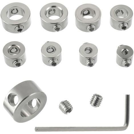 8-teiliger Tiefenanschlagring-Bohrpositionierer aus HSS für 3/4/5/6/7/8/9/10 mm Bohrer, inklusive Innensechskantschlüssel