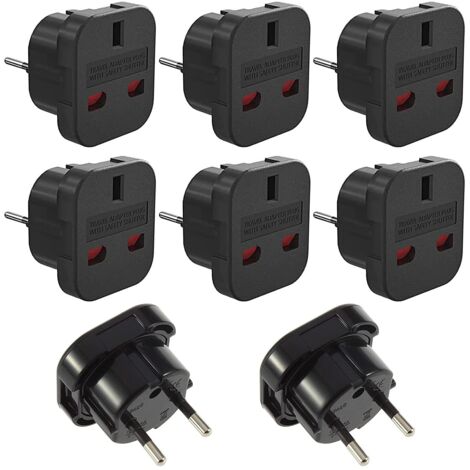 8-teiliger UK-Steckeradapter Frankreich/Europa, Reiseadapter UK auf EU-Stecker, UK 3-poliger auf Europa/Französisch 2-poliger Steckeradapter, Reisezubehör