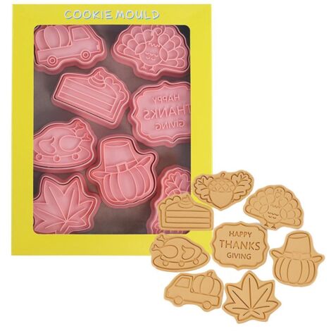 8-teiliges 3D-Ausstechförmchen-Set für Halloween, Thanksgiving und andere Anlässe, inklusive Abdrücken und Handpressen für Gebäck