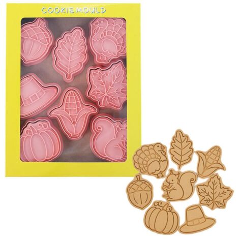 8-teiliges 3D-Ausstechförmchen-Set für Halloween, Thanksgiving und Gebäck – ideal als Handstempel für Kekse