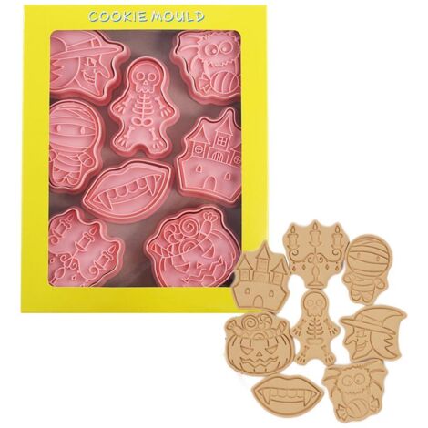 8-teiliges 3D-Ausstechförmchen-Set für Halloween, Thanksgiving und Gebäck, inklusive Handstempel für Kekse