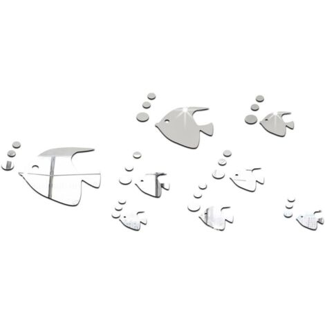 8-teiliges 3D-Wandaufkleber-Design mit tropischen Fischen und Spiegeleffekt