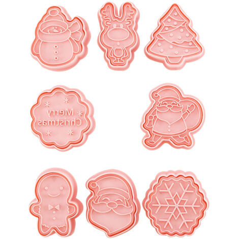 8-teiliges 3D-Weihnachtsplätzchen-Ausstechformen-Set zum Selberbacken – Weihnachtsmann, Weihnachtsbaum, Gebäckform und Dekorationswerkzeuge