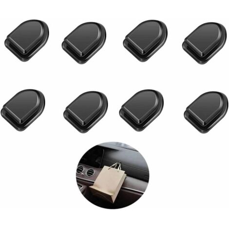 8-teiliges Auto-Haken-Set für Masken, Armaturenbrett-Hakenhalter, selbstklebende Wandhaken, Schlüsselanhänger, USB-Kabel, Kopfhörerkabel (Schwarz)