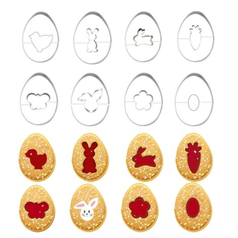 8-teiliges DIY-Osterkeksausstecher-Set aus Edelstahl, Keksformen, Prägeformen zur Gebäckdekoration