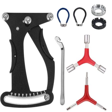 8-teiliges Fahrradspeichen-Kalibrierungswerkzeugset, Spannungsmesser aus Aluminiumlegierung, Mountainbike-Radeinsteller