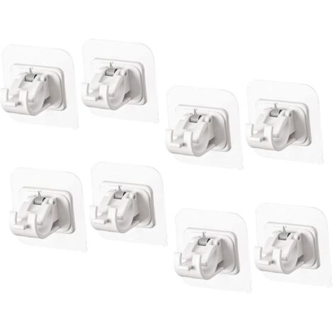 8-teiliges Gardinenstangen-Set, Gardinenstangenhalter, selbstklebende Gardinenstangenhaken, Gardinenaufhänger, Stangenhaken, selbstklebende Gardinenstange, weißes ABS
