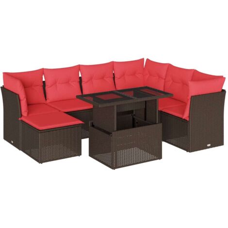 8-teiliges Gartensofa-Set mit Kissen, braun, Polyrattan vidaXL