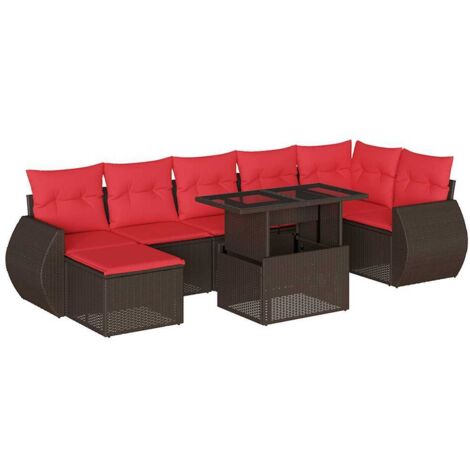8-teiliges Gartensofa-Set mit Kissen, braun, Polyrattan vidaXL
