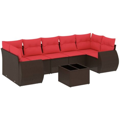 8-teiliges Gartensofa-Set mit Kissen, braun, Polyrattan vidaXL