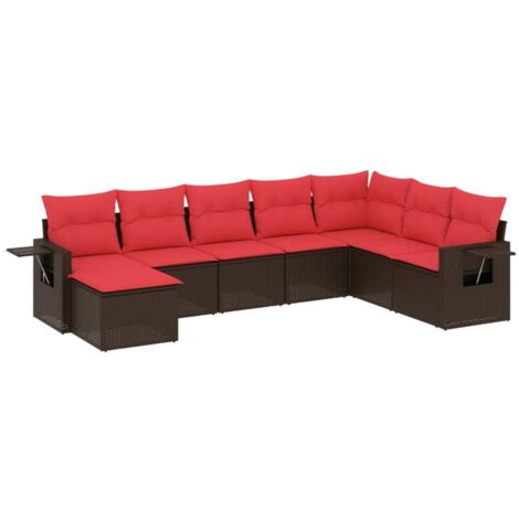 8-teiliges Gartensofa-Set mit Kissen, braun, Polyrattan vidaXL
