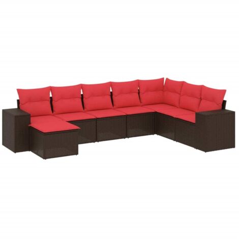 8-teiliges Gartensofa-Set mit Kissen, braun, Polyrattan vidaXL