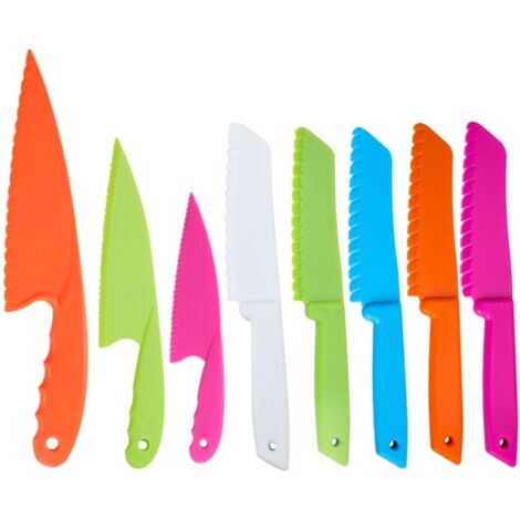 8-teiliges Kinderküchenmesserset mit sicheren Nylongriffen für Obst, Gemüse und Brot – Junior-Kochset