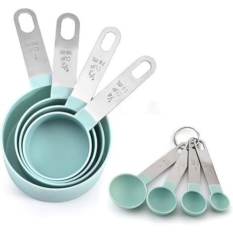 8-teiliges Messbecher- und -löffel-Set, Messlöffel-Set, Messbecher, Messlöffel, für flüssige und feste Zutaten in der Küche, beim Kochen und Backen.