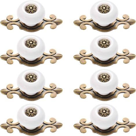 8-teiliges Möbelgriff-Set, Metallknöpfe, Schrankknöpfe, Metallknöpfe, Türgriffset, Keramik-Türknauf