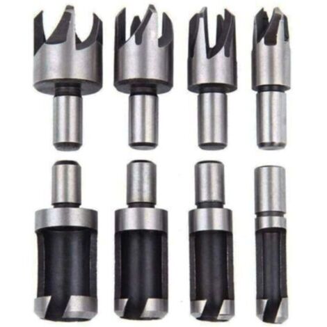 8-teiliges Senkloch-Einsteckmesser-Set aus Kohlenstoffstahl, Werkzeug für Fassklaue, Dübelbohrer, Holzbearbeitung, Lochöffner