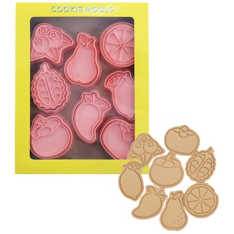 8-teiliges Set 3D-Dinosaurier-Ausstechformen für Obst- und Gemüsekekse, Geburtstagskuchenform, Handstempel für Gebäck