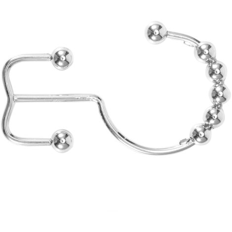 8-teiliges Set Duschvorhangringe mit Doppelkugellager (Silber) aus Edelstahl