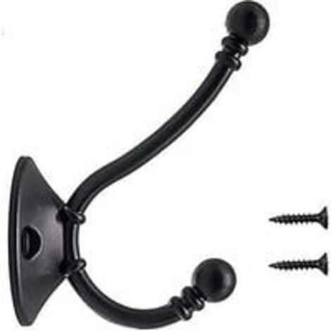 8-teiliges Set großer Vintage-Wandgarderobenhaken, Metall-Huthaken, Retro-Stil für Badezimmer- und Küchengarderobe, Schwarz (96 mm x 60 mm x 34 mm)