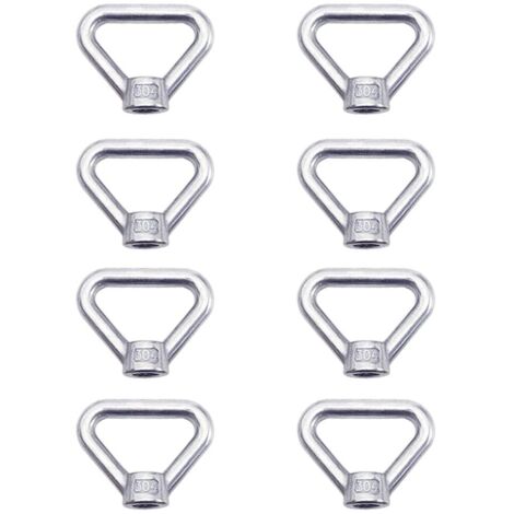 8-teiliges Set M8-Hebeösenmuttern, silberfarbene Dreieckringmutter aus Edelstahl 304, Hebeösenmutter, Befestigungsringmutter M8 (Innengewinde)