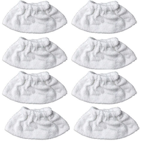 8-teiliges Set: Mikrofaser-Dampfreiniger für manuelle Düse, Schwammtuch-Set, Frotteebezug aus Baumwolle, kompatibel mit den meisten Dampfreinigern (Weiß)