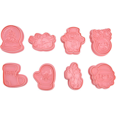 8-teiliges Set rosa Kuchen- und Plätzchenausstecher, DIY, niedlich, weihnachtlich, robust und sicher für Küche und Haushalt