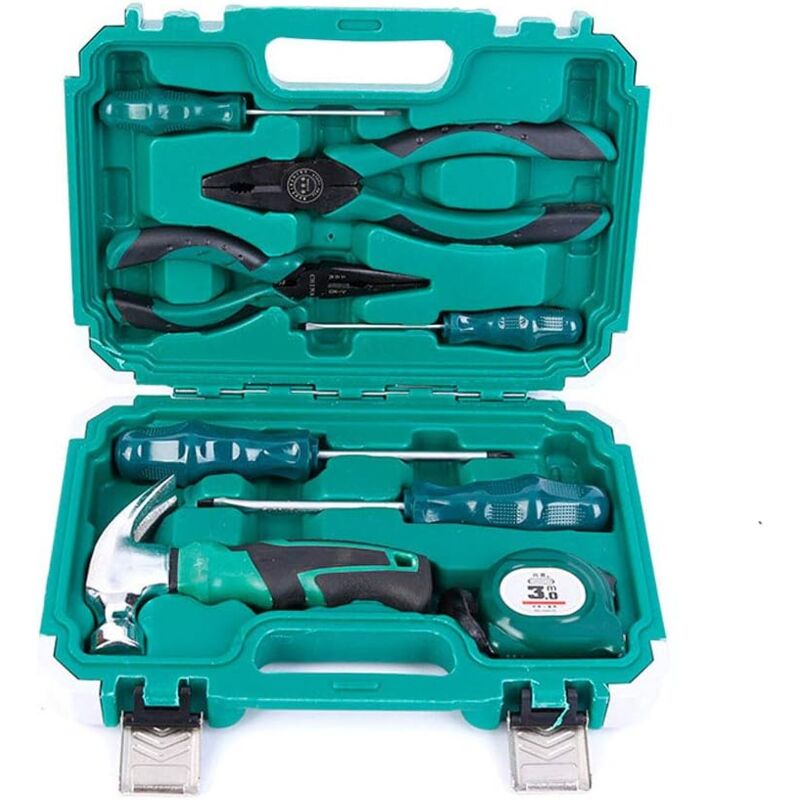 Image of 8-teiliges tragbares Werkzeugset – Heim-/Büro-/Autoreparaturwerkzeuge mit Kunststoffbox