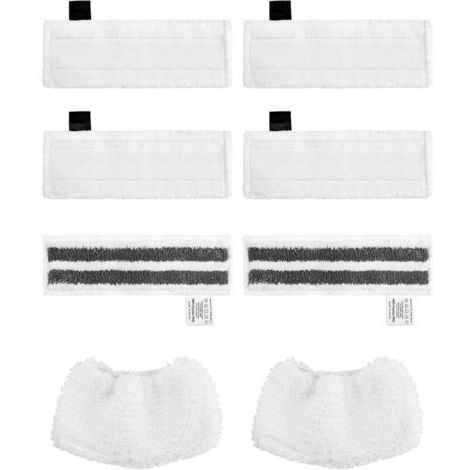 8-teiliges Zubehörset für Kärcher Dampfreiniger SC2, SC3, SC4 und SC5, inklusive 6 Mikrofaser-Aufsätzen und 2 Easy Fix Tüchern