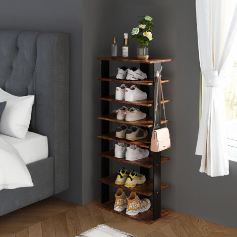 8-Tier Retro Style Vertical Shoe Rack 50cm W x 28cm D x 113cm H