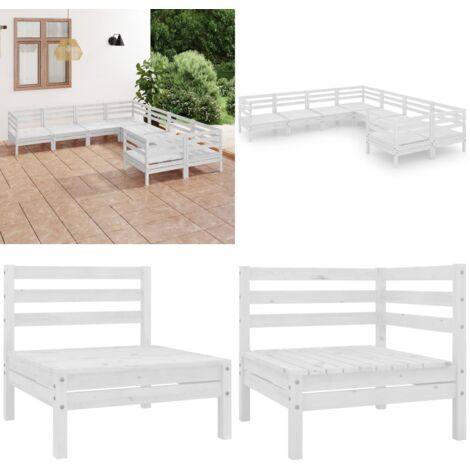 8-tlg. Garten-Lounge-Set Massivholz Kiefer Weiß - Outdoor Lounge Set - Gartenmöbel - Holzmöbel - Kiefernholz - Garten Sofa - Home & Living