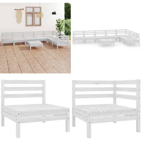 8-tlg. Garten-Lounge-Set Massivholz Kiefer Weiß - Outdoor Lounge Set - Gartenmöbel - Holzmöbel - Kiefernholz Möbel - Garten Sofa - Home & Living