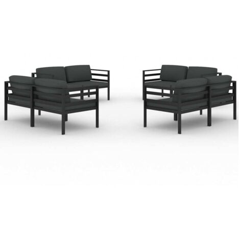 8-tlg. Garten-Lounge-Set mit Kissen Aluminium Anthrazit vidaXL