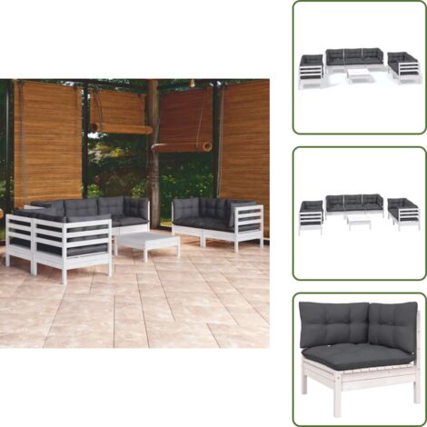 8-tlg. Garten-Lounge-Set mit Kissen Kiefer Massivholz - Garten Lounge Set - Kiefernholzmöbel - Outdoor Möbel - Gartenmöbel - Loungemöbel