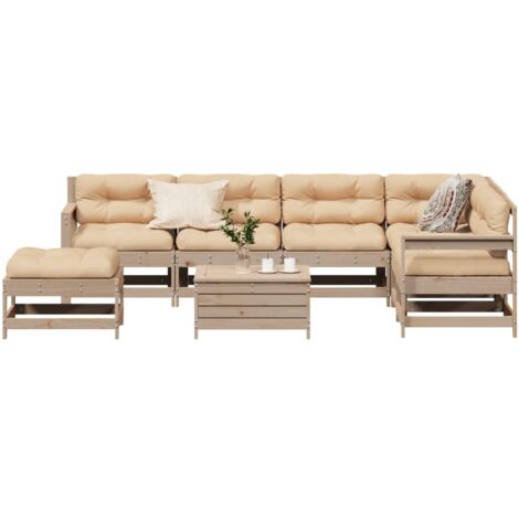 8-tlg. Garten-Lounge-Set mit Kissen Massivholz Kiefer vidaXL