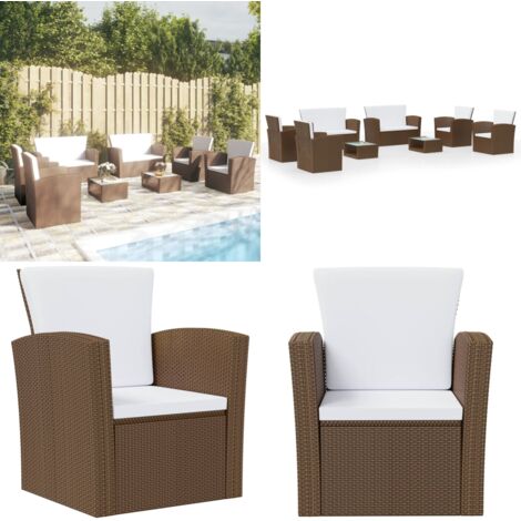 8-tlg. Garten-Lounge-Set mit Kissen Poly Rattan Braun - Gartenmöbel - Loungemöbel - Outdoor-Möbel - Rattanmöbel - Esszimmergarnitur - Home & Living