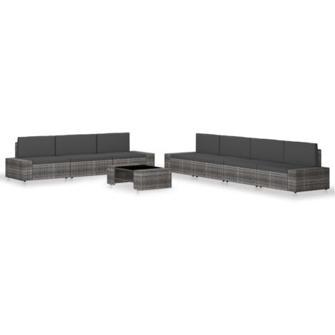 8-tlg. Garten-Lounge-Set Poly Rattan Grau vidaXL