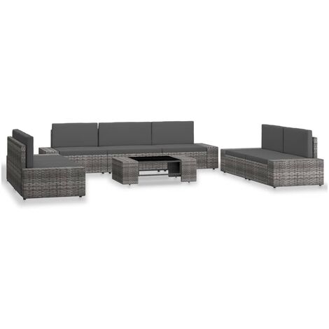 vidaXL 8-tlg. Garten-Lounge-Set Poly Rattan 1