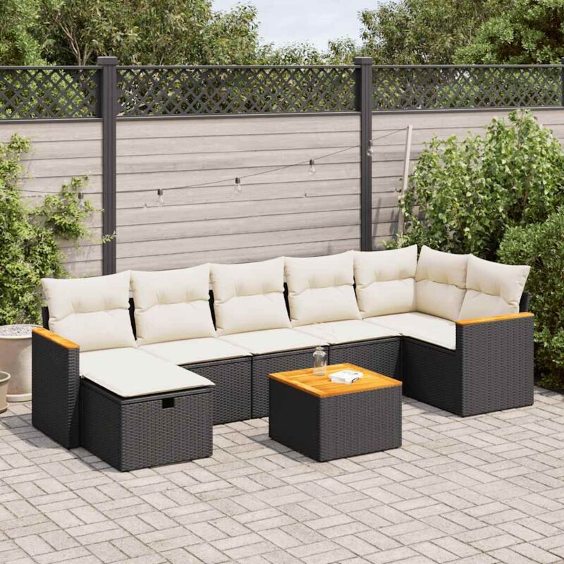 8-tlg. Garten-sofagarnitur Mit Kissen Schwarz Poly Rattan - Vidaxl